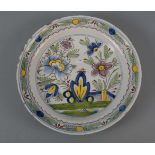 TELLER / SCHALE / ceramic bowl, Keramik, heller Scherben, Niederlande, 19. Jh., ungemarkt. Graublaue