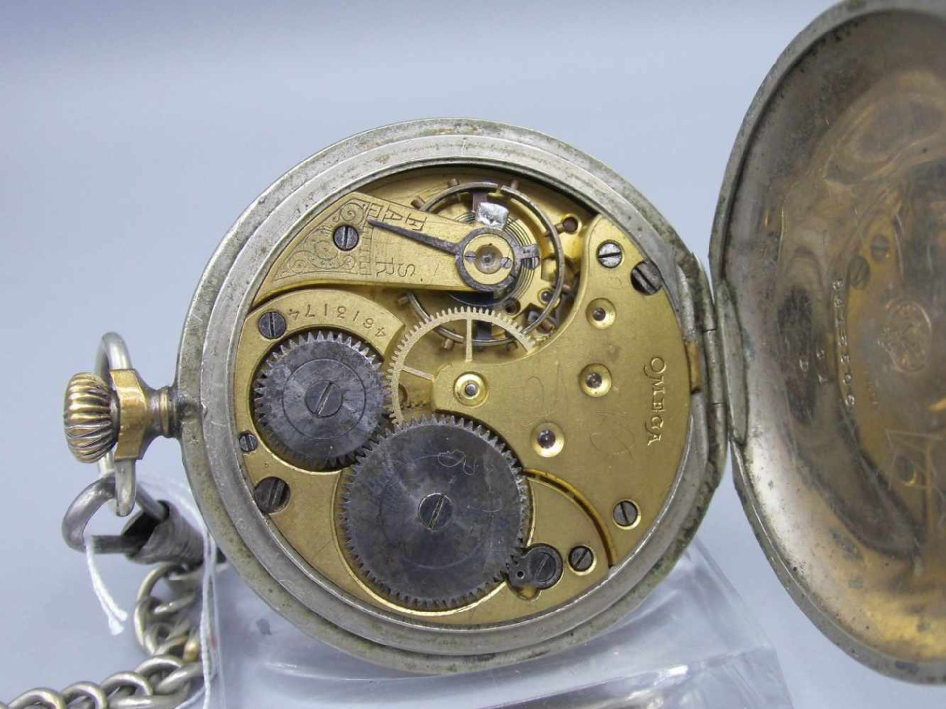 OMEGA TASCHENUHR MIT UHRENKETTE / pocket watch with pocket watch chain, 1. H. 20. Jh. / um 1912, - Image 6 of 6