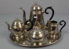 KERNSERVICE / coffee set, silberfarbenes Metall, fünfteilig, Marke der Gebrüder Arndt. Bestehend aus