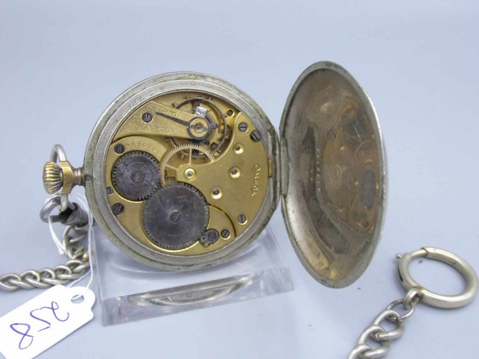 OMEGA TASCHENUHR MIT UHRENKETTE / pocket watch with pocket watch chain, 1. H. 20. Jh. / um 1912, - Image 5 of 6