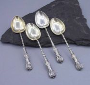 4 MOKKA-LÖFFEL / four moccha spoons, England (Eduard VII. / Georg V.), 925er Sterlingsilber,