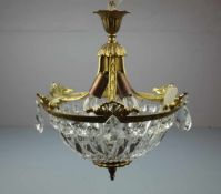 KORBLÜSTER / DECKENKRONE / DECKENLÜSTER / chandelier, um 1930 / 1940, drei Brennstellen.