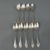 9 KAFFEE - ODER TEELÖFFEL / 9 silver spoons, 800er Silber (insgesamt 186,5 g), gepunzt mit Halbmond,
