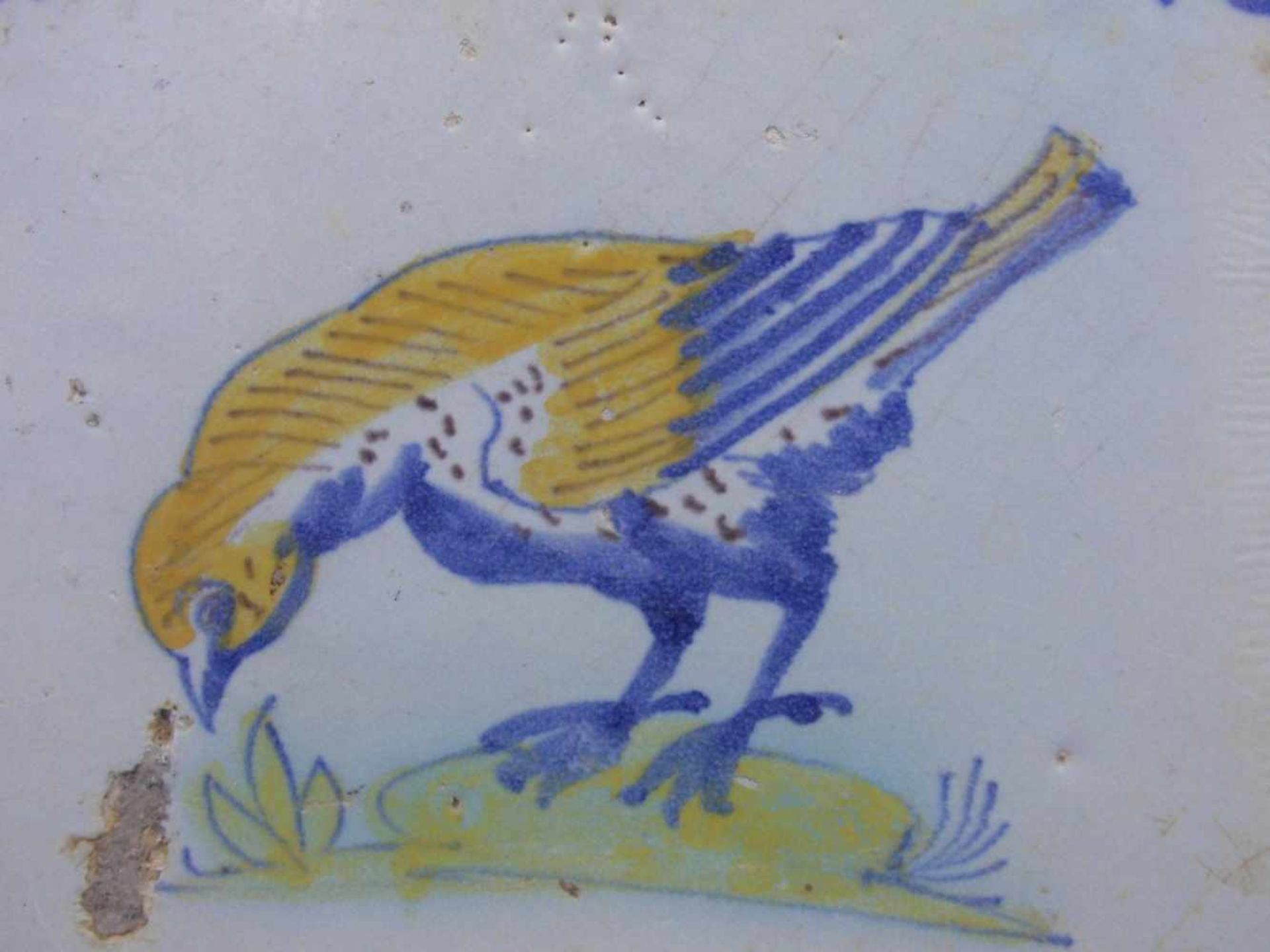 BAROCK-FLIESE "Herabschauender Vogel" / FAYENCE - FLIESE / HOLLÄNDISCHE FLIESE / WANDFLIESE / tile / - Bild 2 aus 6