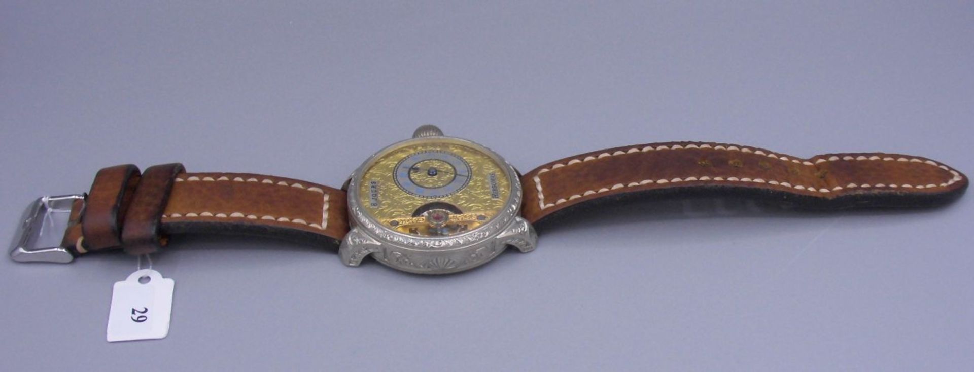 HERRENARMBANDUHR / wristwatch, gearbeitet aus einer Taschenuhr / Mariage, 20. Jh., Handaufzug ( - Bild 2 aus 4