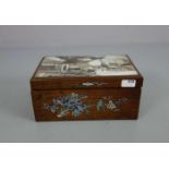 CHINESISCHE SCHATULLE / chinese box, Palisander mit Perlmutteinlagen, späte Quing-Dynastie, Anfang