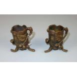 PAAR BRONZE - BECHER / KERZENHALTER in floralen Formen / pair of candlesticks, Bronze, dunkelbraun