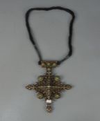 BERBER-SCHMUCK: KETTE / oriental jewellery / necklace, Tata / Marokko; Leder, Silber und
