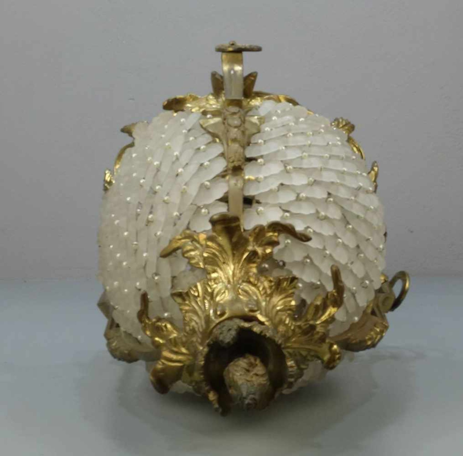 PAAR DECKENLAMPEN / DECKENLEUCHTER UM 1900 / pair of lamps, Bronze - Gelbguss und Murano - - Bild 6 aus 6