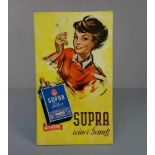 WERBESCHILD / WERBEAUFSTELLER "Supra Filter Zigaretten" / advertisement, 1950er Jahre. Pappschild