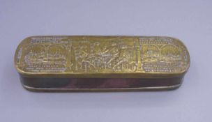 ISERLOHNER TABAKDOSE / TABATIERE / snuff box, 18. Jh, geprägtes Metall, Messing und Kupfer.