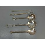 VORLEGEBESTECK - 5 TEILE / serving cutlery, deutsch, 800er und 835er Silber, zusammen 93 Gramm.