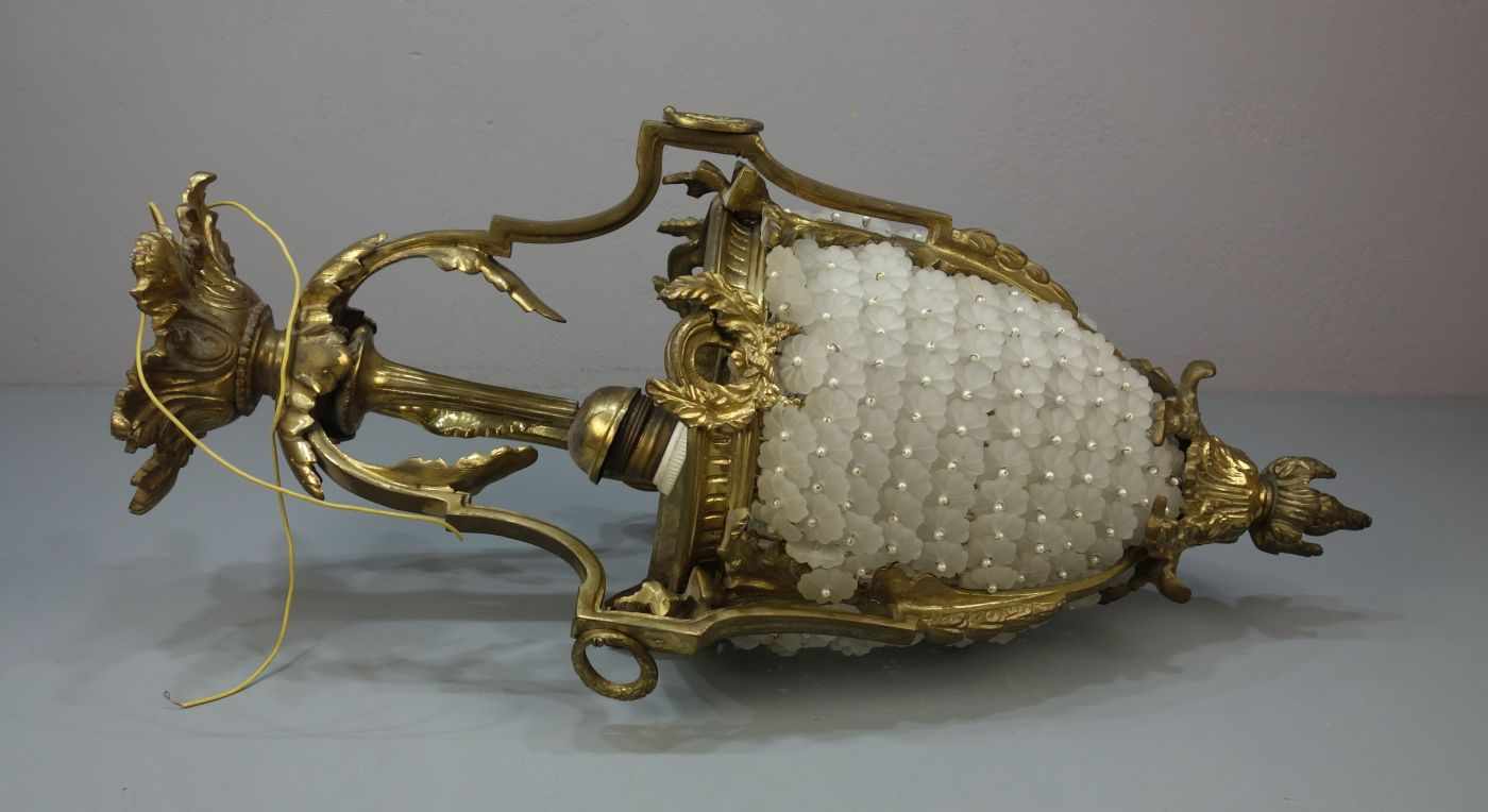 PAAR DECKENLAMPEN / DECKENLEUCHTER UM 1900 / pair of lamps, Bronze - Gelbguss und Murano - - Image 3 of 6
