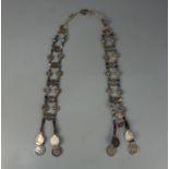 BERBER-SCHMUCK: MÜNZKETTE / oriental necklace, Midelt / Marokko, Glas, Wolle, Silber und