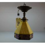 JUGENDSTIL LAMPE / DECKENLAMPE / art nouveau lamp, um 1900. Aufgewölbte und profilierte Bronzekuppel