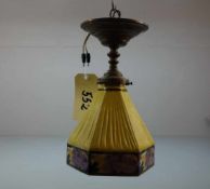 JUGENDSTIL LAMPE / DECKENLAMPE / art nouveau lamp, um 1900. Aufgewölbte und profilierte Bronzekuppel