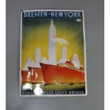 WERBESCHILD / BLECHSCHILD "Norddeutscher Lloyd Bremen" / advertising sheet; geprägtes und leicht