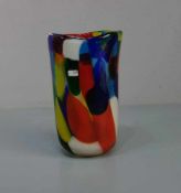 MURANO - GLASVASE, dickwandiges farbloses Glas mit Schlieren und Blaseneinschlüssen und farbigen