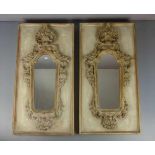 PAAR SPIEGEL / WANDSPIEGEL in historisierender Formensprache / pair of mirrors, Holz, geschnitzt und