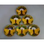 6 JUGENDSTIL TELLER / DESSERTTELLER MIT FALTERMOTIV / art nouveau plates with butterfly motif,