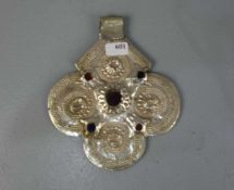 BERBER-SCHMUCK: Anhängerscheibe / oriental jewellery, Midelt / Marokko, Silber, Glas und
