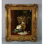 LEROY, JULES GUSTAVE (1856-1921), Gemälde / painting: "Interieur mit spielenden Katzen", Öl auf Holz