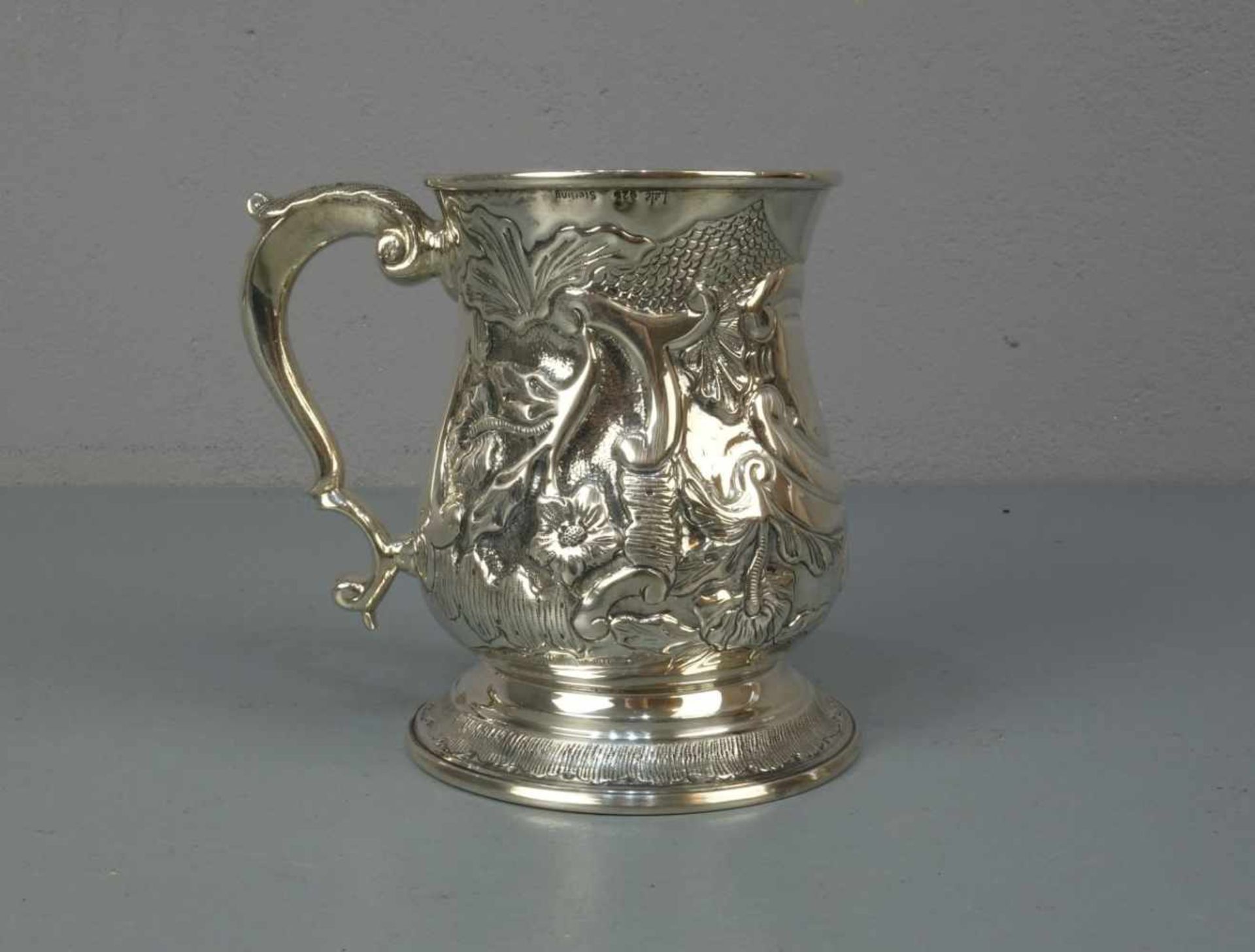 SILBERNER BECHER / HUMPEN in barocken Formen / mug, Sterlingsilber (416,5 g), gepunzt mit - Bild 3 aus 5