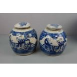 PAAR INGWERTÖPFE / DECKELDOSEN / DECKELVASEN / pair of ginger jars, late Qing dynasty, Porzellan,