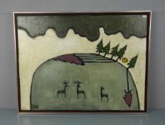 RUFFEL, COLIN (britischer Maler, geb. 1939), Gemälde / painting: "Landschaft mit Hirsch und