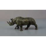 WIENER BRONZE / SKULPTUR / sculpture: "Nashorn", Bronze, farbig gefasst bzw. mit Kaltpatinierung.