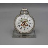 SILBERNE TASCHENUHR MIT FREIMAURERSYMBOLIK / masonic pocket watch, Frankreich, Punze seit 1838, "