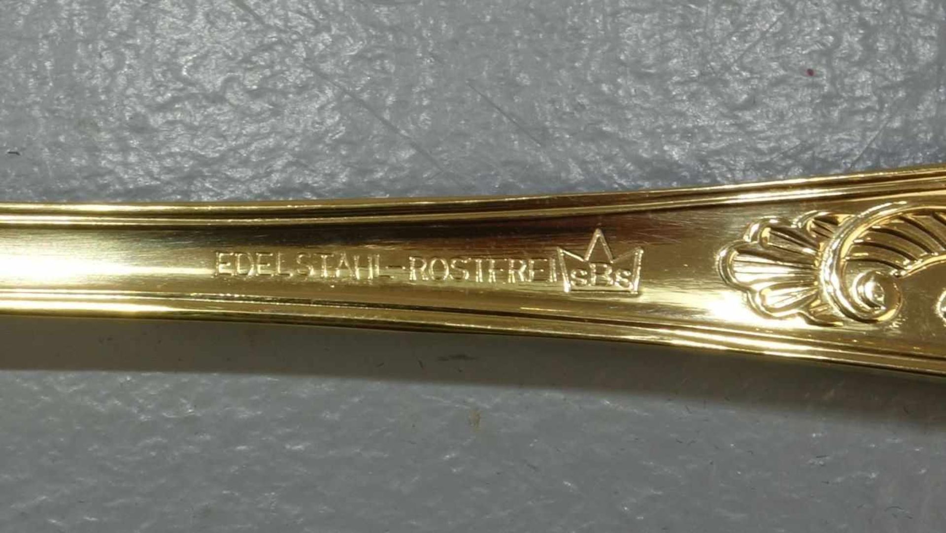 VERGOLDETES KAFFEE - UND SPEISEBESTECK FÜR 12 Personen / gilded cutlery, Manufaktur SBS / - Bild 5 aus 6