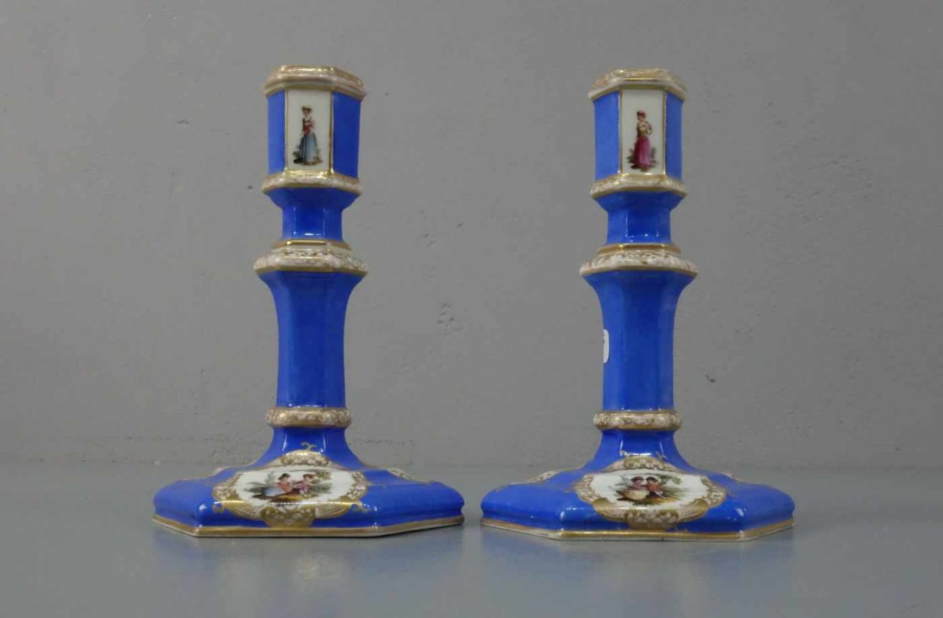 PAAR LEUCHTER / TISCHLEUCHTER / candle stands, Porzellan, KPM - Königliche Porzellanmanufaktur - Bild 3 aus 4