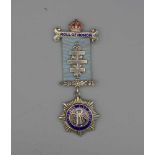 SILBERNER FREIMAURERORDEN "Eureka Lodge No. 1582" / masonic medal, Silber, gepunzt Birmingham /