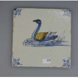 BAROCK - FLIESE "Schwan" / FAYENCE - FLIESE / HOLLÄNDISCHE FLIESE / WANDFLIESE / tegel / tile,