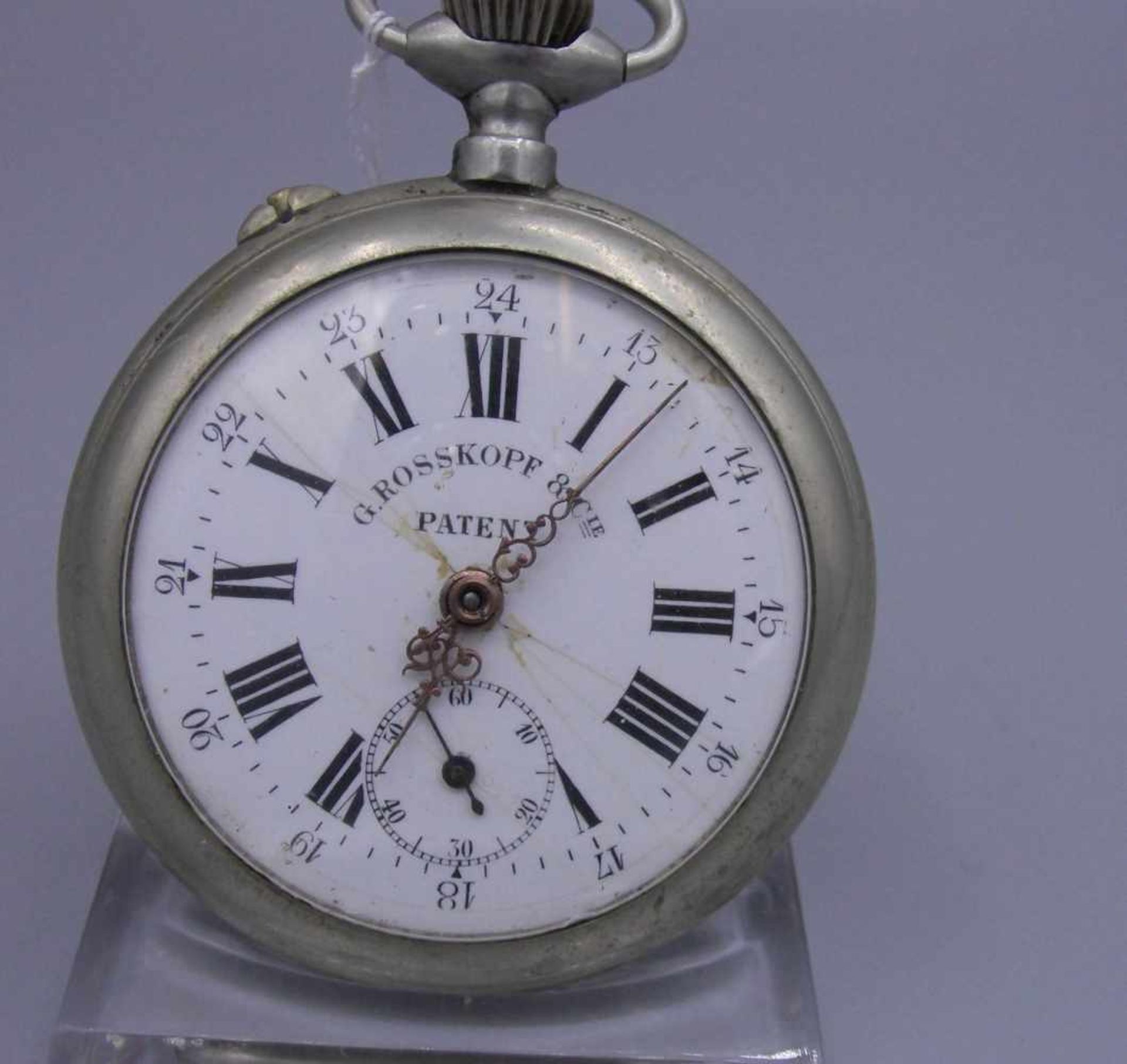 TASCHENUHR / pocket watch, Handaufzug (Drücker und Krone), Metallgehäuse, G. Rosskopf & Cie./ - Bild 2 aus 6