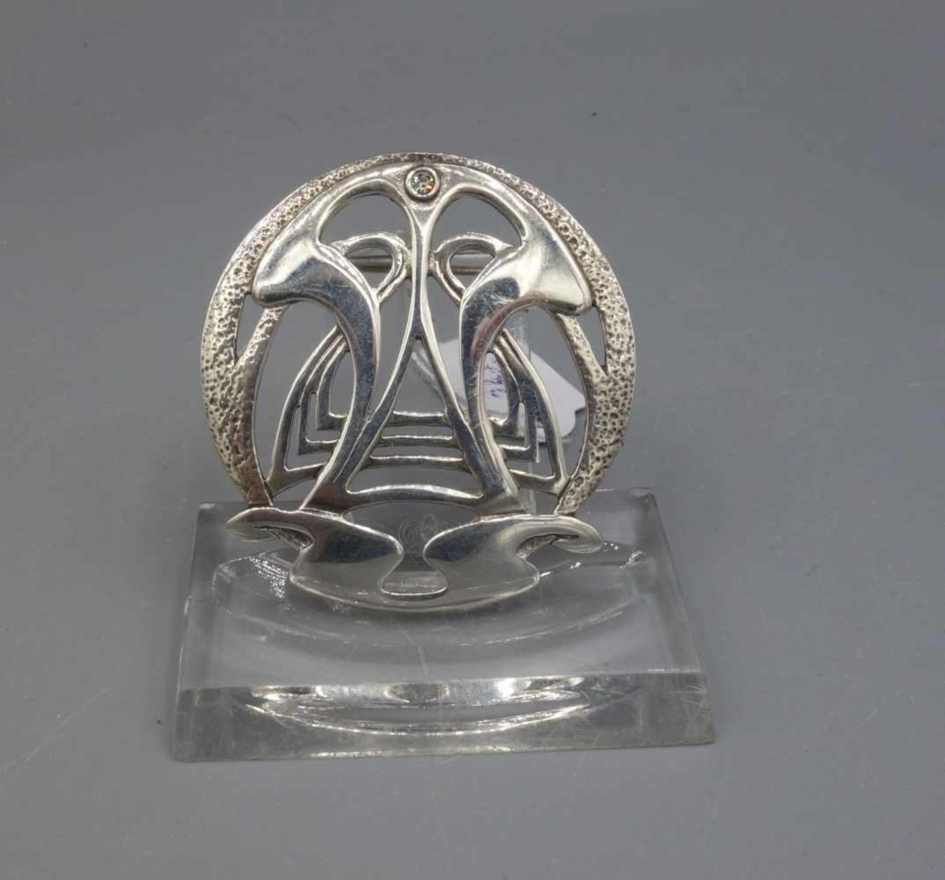 ART DÉCO - ANHÄNGER / BROSCHE / Art déco pendant / brooch, 925er Silber (12,7 g), besetzt mit