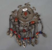 BERBER-SCHMUCK: ANHÄNGESCHEIBE / oriental jewellery, Südmarokko / Westsahara, Glas, Silber,