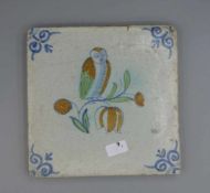 BAROCK - FLIESE "Eule" / FAYENCE - FLIESE / HOLLÄNDISCHE FLIESE / WANDFLIESE / tegel / tile, wohl