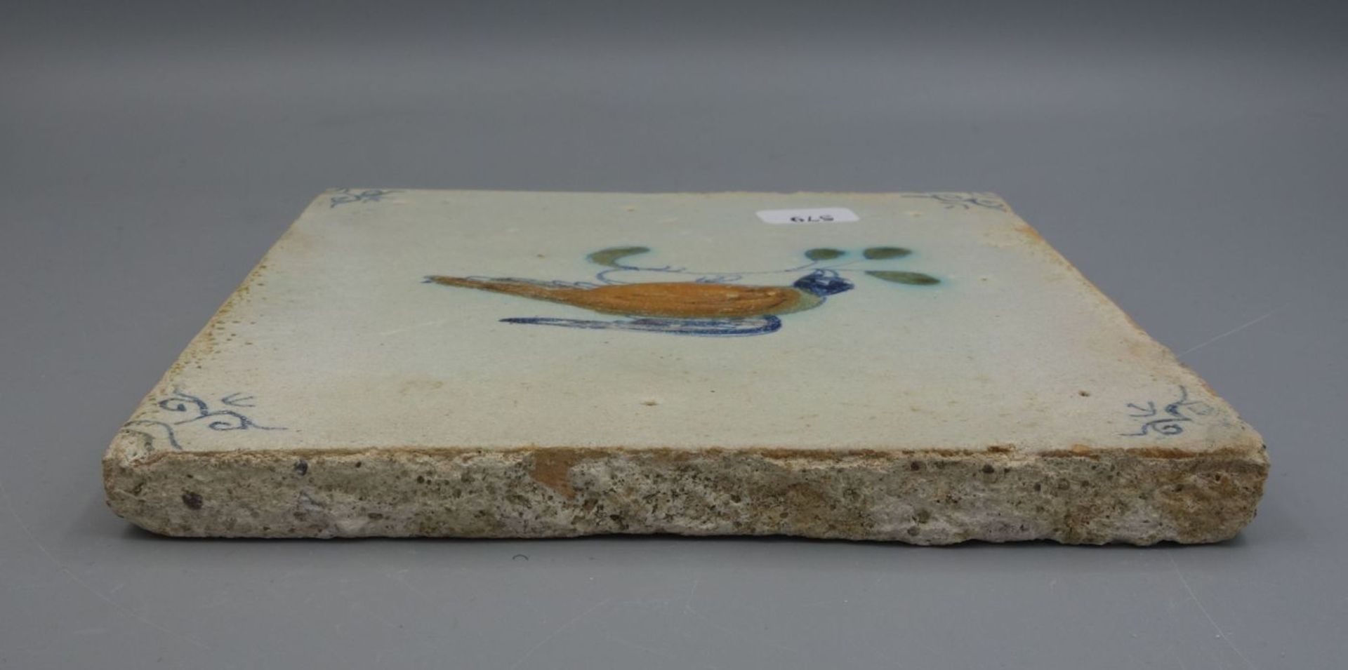 BAROCK-FLIESE "Vogel auf Ast" / HOLLÄNDISCHE FAYENCE - FLIESE / WANDFLIESE / tegel / tile, wohl - Image 4 of 6