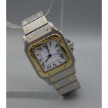 VINTAGE ARMBANDUHR - Cartier "Santos"/ wristwatch, Mitte 20. Jh., Automatik, Manufaktur Cartier SA /