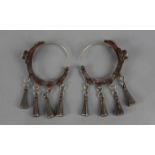 BERBER-SCHMUCK: OHRBEHANG / oriental earrings, Marokko, wohl Silber, versilbertes Metall und
