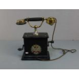 TELEFON / KURBEL-FERNSPRECHAPPARAT DER DEUTSCHEN KAISERZEIT / telephone; schwarz lackierter