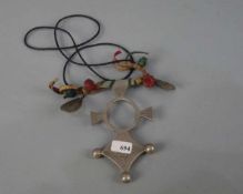 BERBER-SCHMUCK: KETTE / oriental necklace, Essaouria, Marokko, Leder und Silber (60 g). Lederne