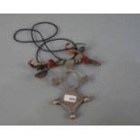 BERBER-SCHMUCK: KETTE / oriental necklace, Essaouria, Marokko, Leder und Silber (60 g). Lederne