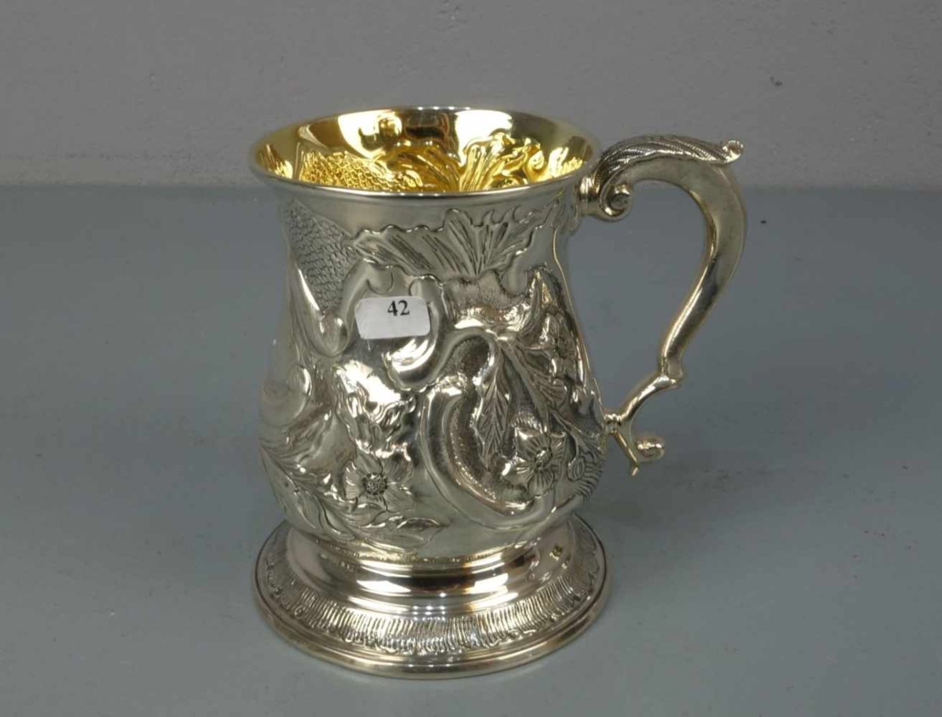 SILBERNER BECHER / HUMPEN in barocken Formen / mug, Sterlingsilber (416,5 g), gepunzt mit