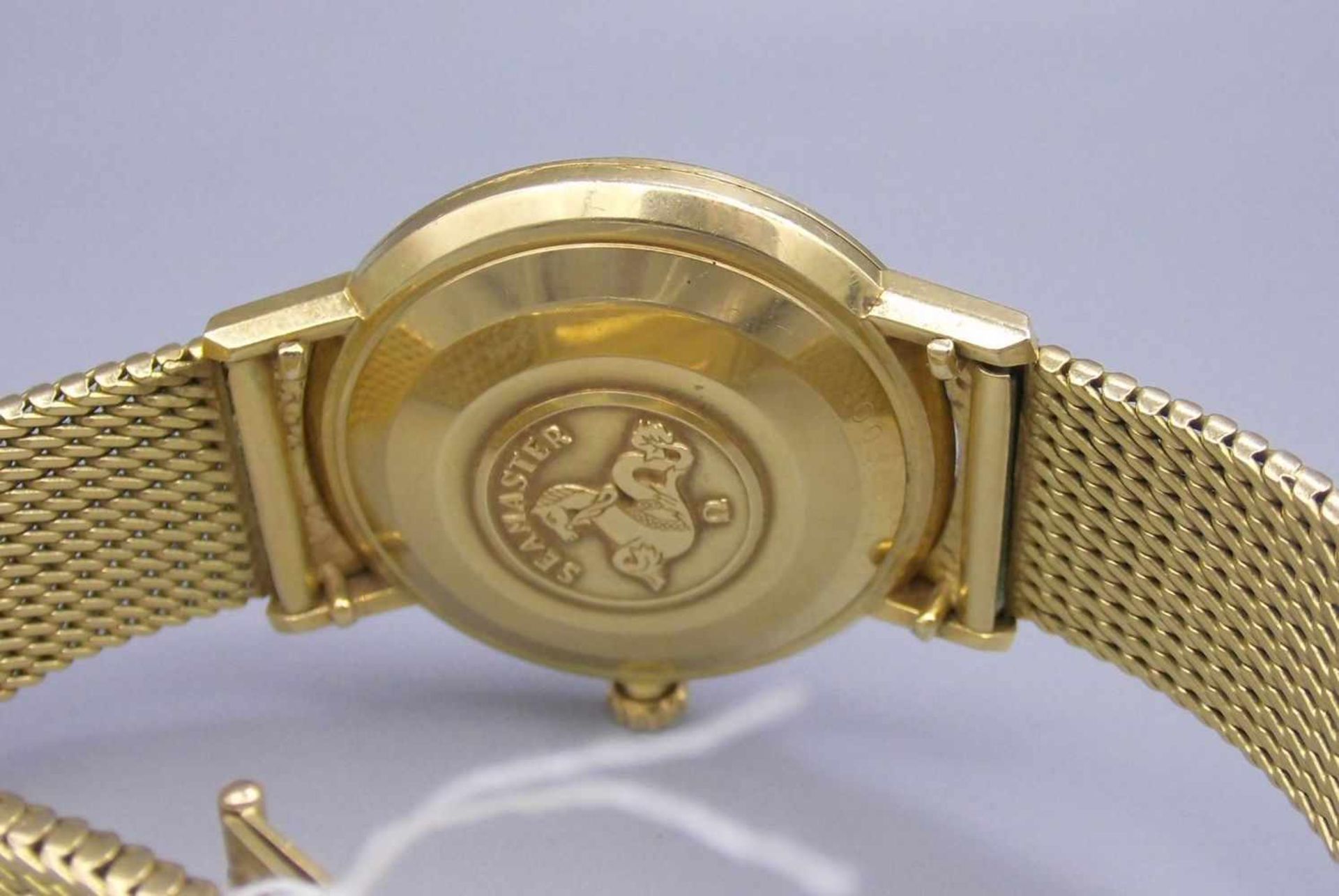 GOLDENE ARMBANDUHR / wristwatch, Automatik-Uhr, Manufaktur Omega, Modell "Seamaster De Ville". - Image 5 of 7