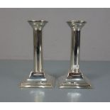PAAR SILBERNE LEUCHTER / TISCHLEUCHTER / silver candle stands, 925er Silber (586 g mit gefüllten /