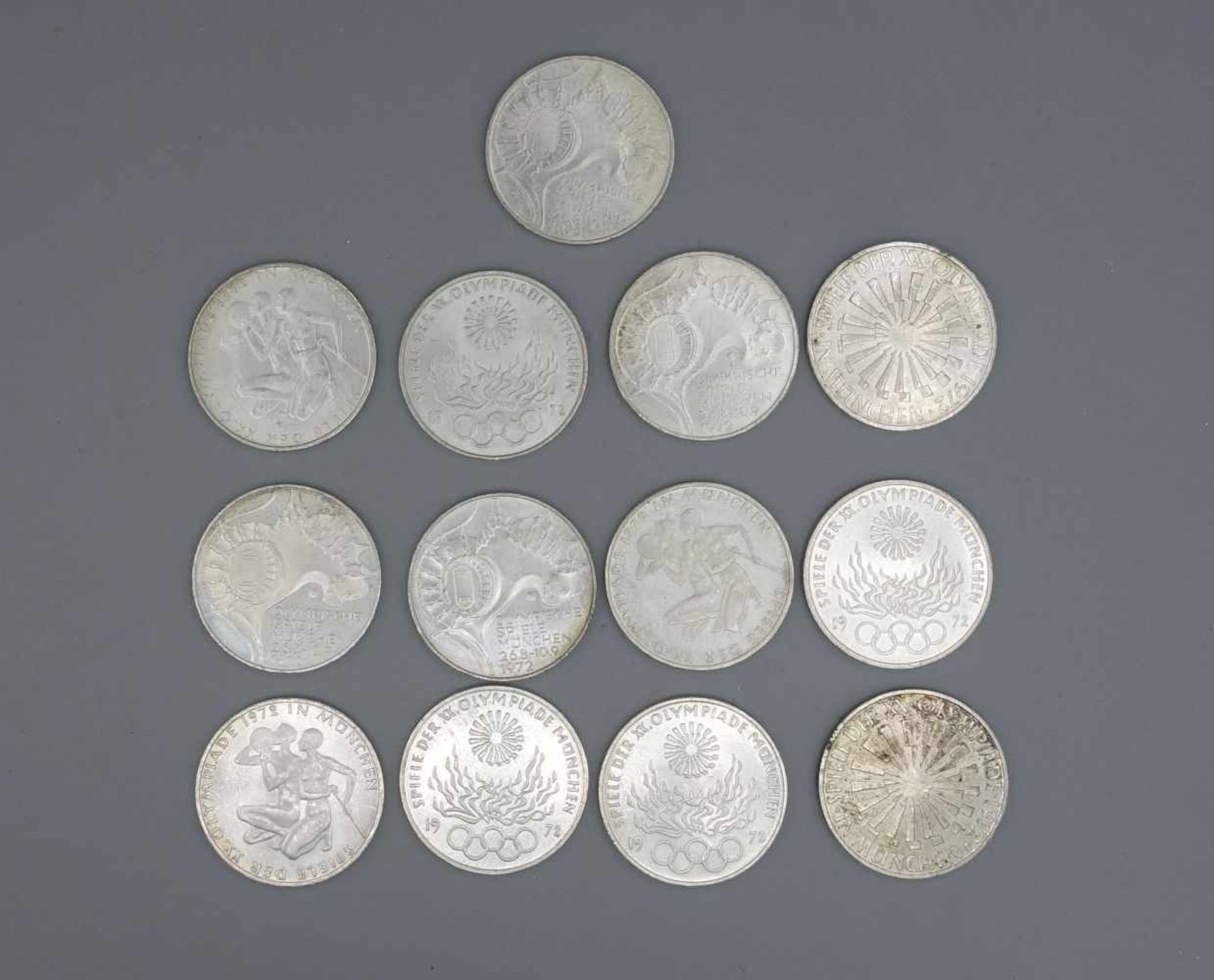 KONVOLUT MÜNZEN: 13 x 10 DM "OLYMPISCHE SPIELE 1972 MÜNCHEN" / coins, Silber (625/1000). - Image 2 of 2