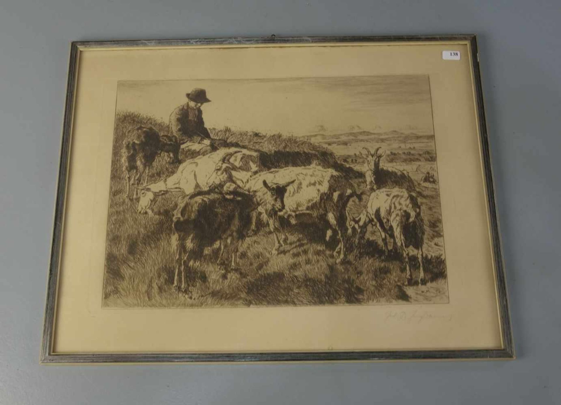 JUNGHANNS, JULIUS PAUL (Wien 1876-1958 Düsseldorf), Radierung: "Junger Ziegenhirte mit Herde", u. r.